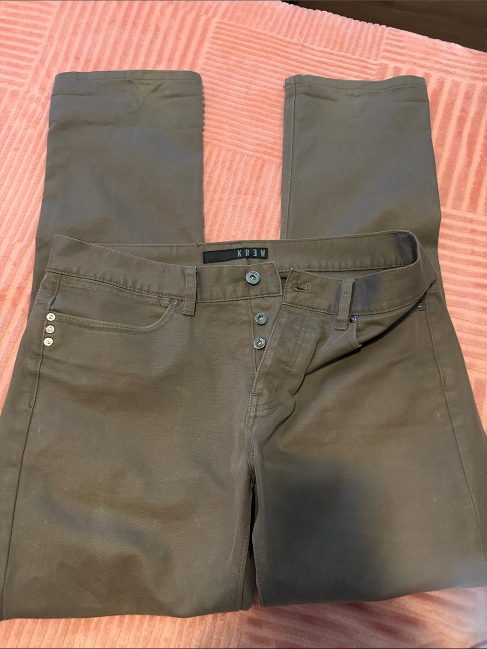 KR3W Men's Slim Straight Jeans in Dark Tan/ Light Brown like new